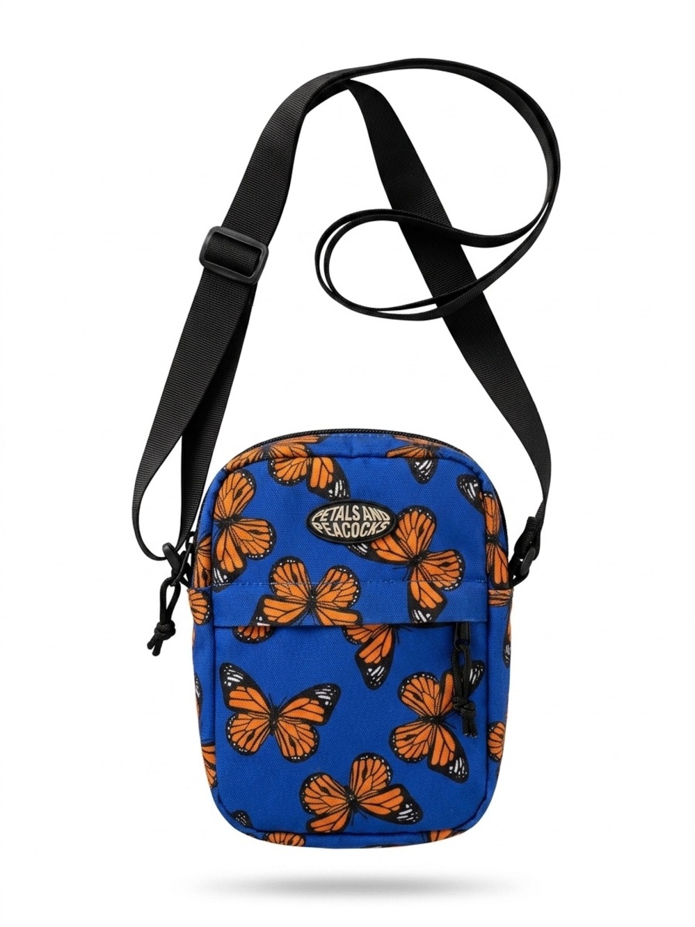 Petals and Peacocks Blue Monarch Butterfly Mini Crossbody Bag Y2K